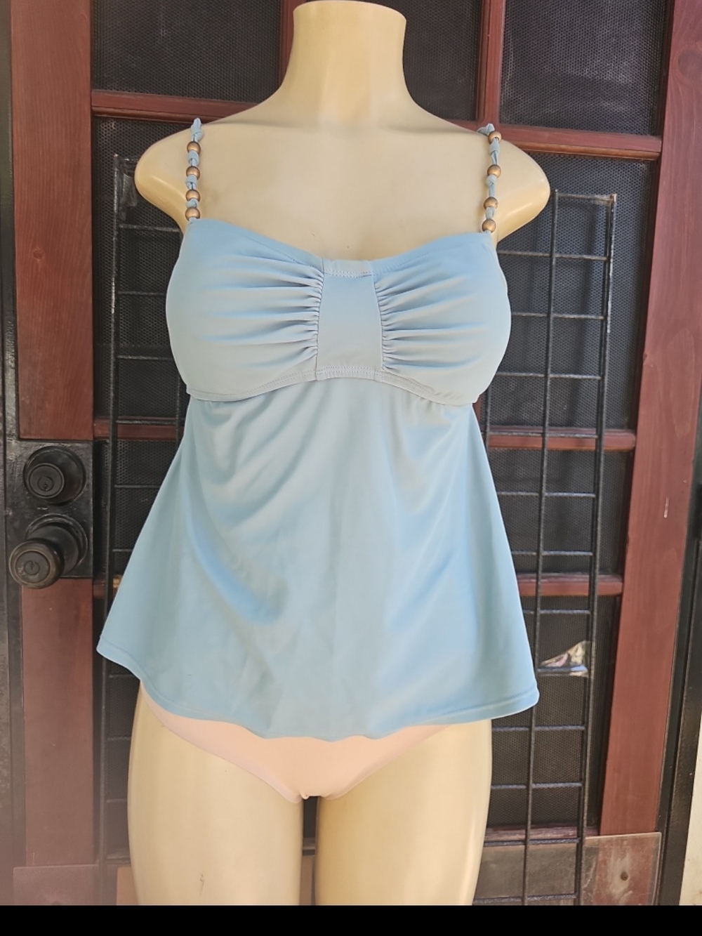 Liz Lange Light Blue Tankini with Peach Lining